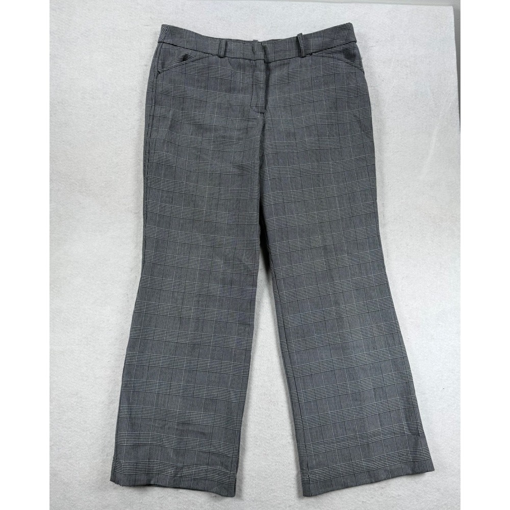 Worthington Petite Modern Fit Plaid Dress Pants Black‎ White Size 12P Trousers